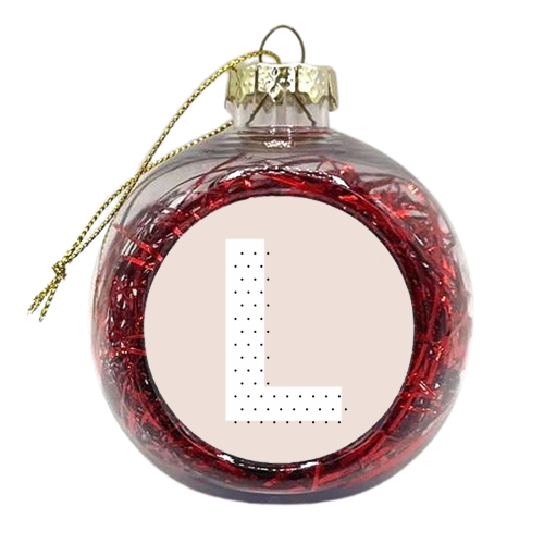 L Polka Dot Initial - xmas bauble by Toni Scott