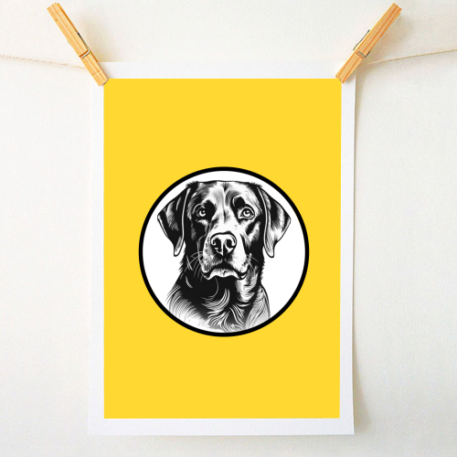 Labrador Cameo Dog Portrait (Yellow) - A1 - A4 art print by Adam Regester