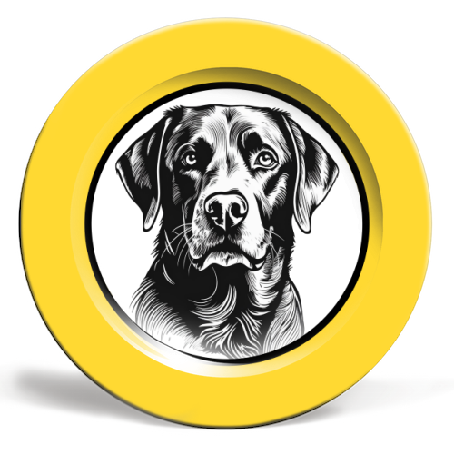 Labrador Cameo Dog Portrait (Yellow) - ceramic dinner plate by Adam Regester