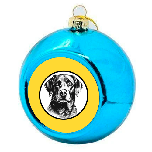 Labrador Cameo Dog Portrait (Yellow) - colourful christmas bauble by Adam Regester