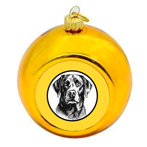 Labrador Cameo Dog Portrait (Yellow) - colourful christmas bauble by Adam Regester