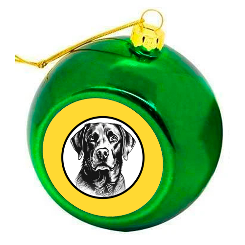 Labrador Cameo Dog Portrait (Yellow) - colourful christmas bauble by Adam Regester