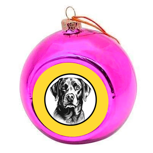 Labrador Cameo Dog Portrait (Yellow) - colourful christmas bauble by Adam Regester
