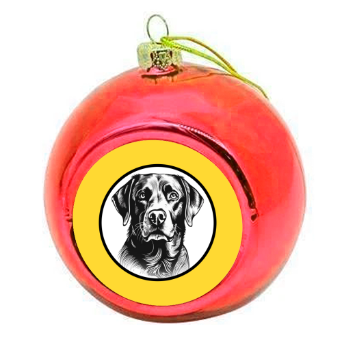 Labrador Cameo Dog Portrait (Yellow) - colourful christmas bauble by Adam Regester