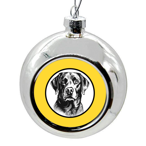 Labrador Cameo Dog Portrait (Yellow) - colourful christmas bauble by Adam Regester