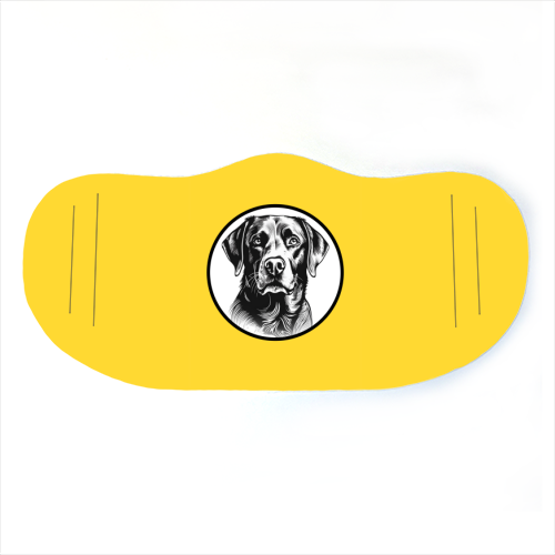 Labrador Cameo Dog Portrait (Yellow) - face cover mask by Adam Regester