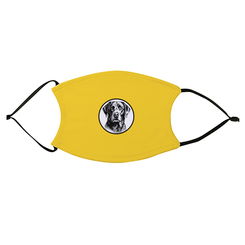 Labrador Cameo Dog Portrait (Yellow) - face cover mask by Adam Regester