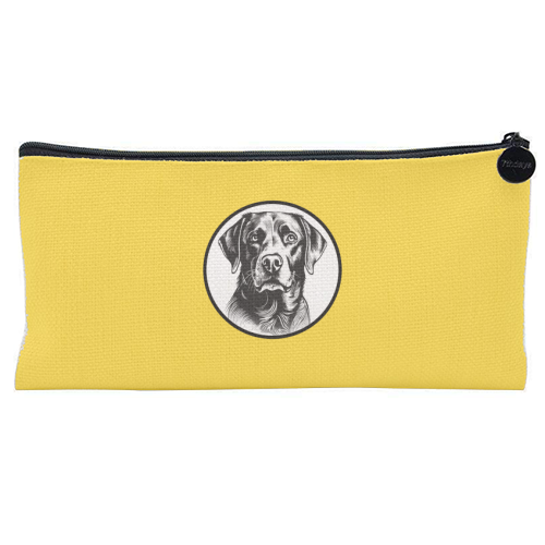 Labrador Cameo Dog Portrait (Yellow) - flat pencil case by Adam Regester
