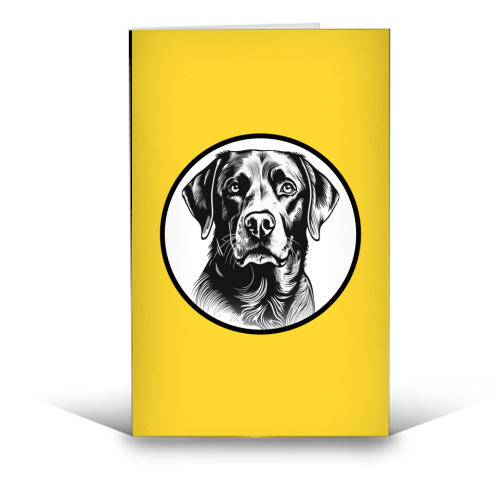 Labrador Cameo Dog Portrait (Yellow) - funny greeting card by Adam Regester