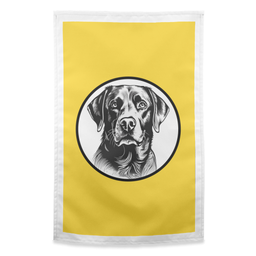 Labrador Cameo Dog Portrait (Yellow) - funny tea towel by Adam Regester