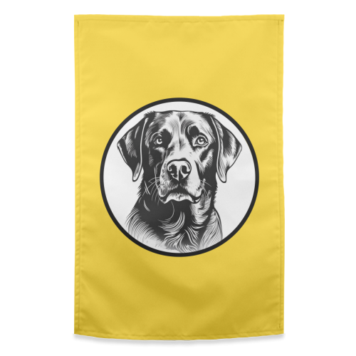 Labrador Cameo Dog Portrait (Yellow) - funny tea towel by Adam Regester
