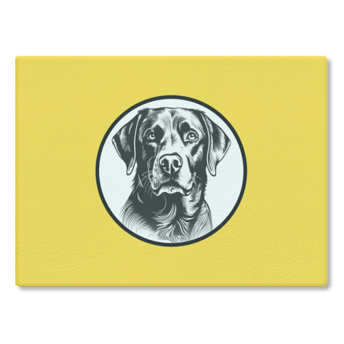 Labrador Cameo Dog Portrait (Yellow) - glass chopping board by Adam Regester