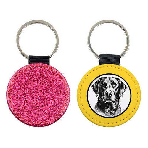Labrador Cameo Dog Portrait (Yellow) - keyring by Adam Regester