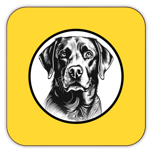 Labrador Cameo Dog Portrait (Yellow) - personalised beer coaster by Adam Regester