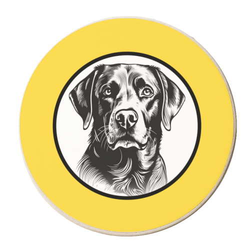 Labrador Cameo Dog Portrait (Yellow) - personalised beer coaster by Adam Regester