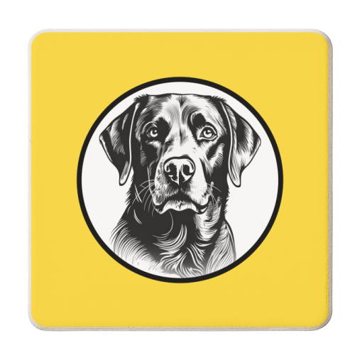 Labrador Cameo Dog Portrait (Yellow) - personalised beer coaster by Adam Regester