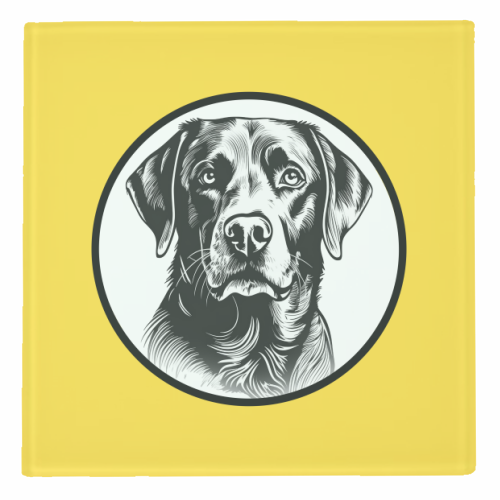 Labrador Cameo Dog Portrait (Yellow) - personalised beer coaster by Adam Regester