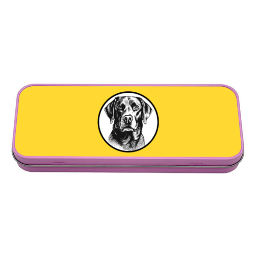 Labrador Cameo Dog Portrait (Yellow) - tin pencil case by Adam Regester