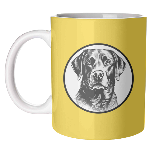 Labrador Cameo Dog Portrait (Yellow) - unique mug by Adam Regester