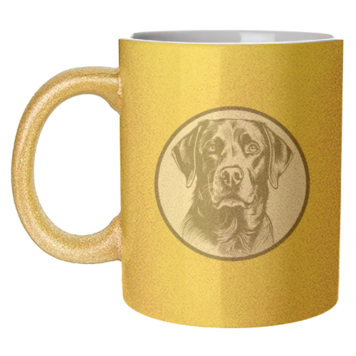 Labrador Cameo Dog Portrait (Yellow) - unique mug by Adam Regester