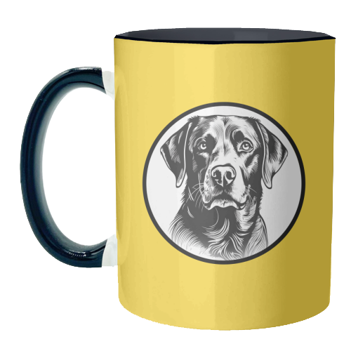 Labrador Cameo Dog Portrait (Yellow) - unique mug by Adam Regester