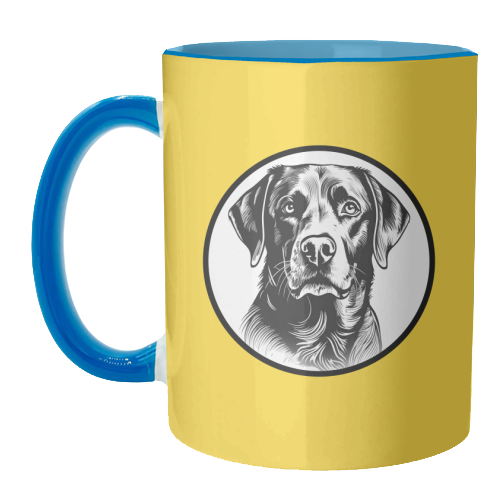 Labrador Cameo Dog Portrait (Yellow) - unique mug by Adam Regester