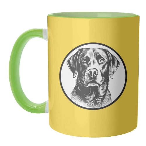 Labrador Cameo Dog Portrait (Yellow) - unique mug by Adam Regester