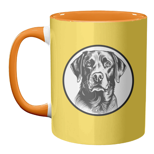 Labrador Cameo Dog Portrait (Yellow) - unique mug by Adam Regester