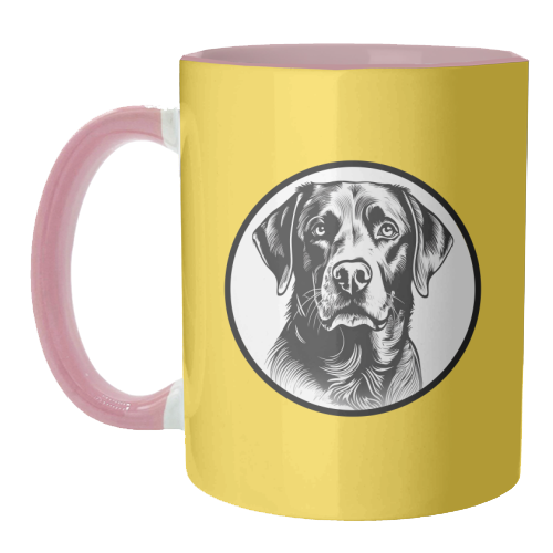 Labrador Cameo Dog Portrait (Yellow) - unique mug by Adam Regester