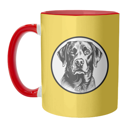 Labrador Cameo Dog Portrait (Yellow) - unique mug by Adam Regester