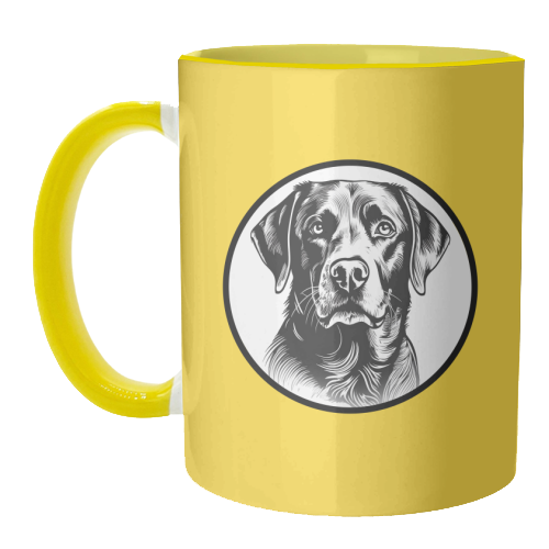 Labrador Cameo Dog Portrait (Yellow) - unique mug by Adam Regester