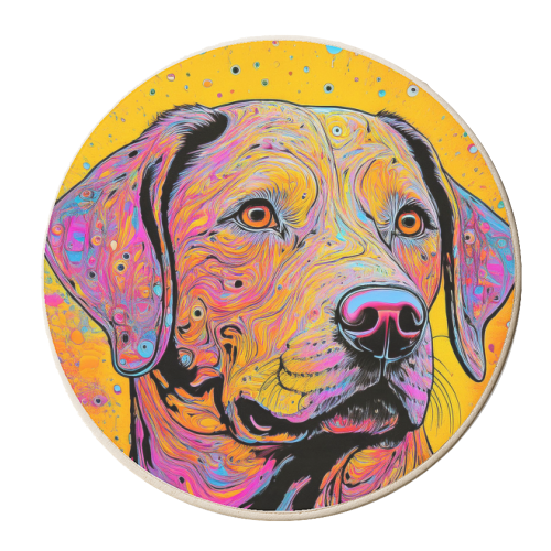Labrador Colourful Marbled Style Dog Pet Portrait - personalised beer coaster by Adam Regester