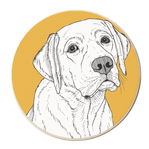Labrador Dog Portrait - personalised beer coaster by Adam Regester