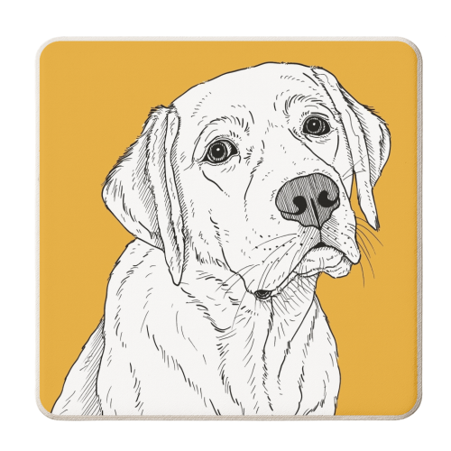 Labrador Dog Portrait - personalised beer coaster by Adam Regester