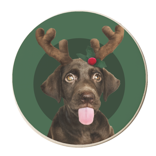 Labrador Puppy - Christmas - personalised beer coaster by Larissa Grace