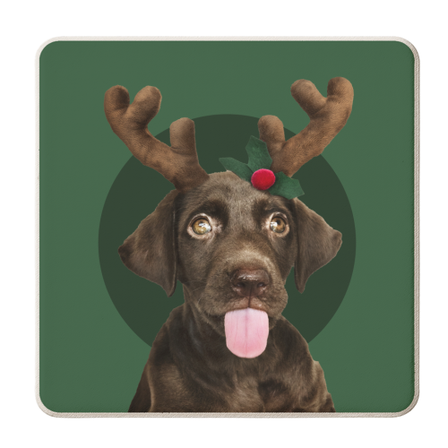 Labrador Puppy - Christmas - personalised beer coaster by Larissa Grace