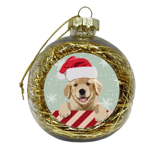 Labrador puppy Christmas snow print - xmas bauble by The Girl Next Draw