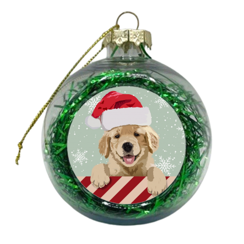 Labrador puppy Christmas snow print - xmas bauble by The Girl Next Draw