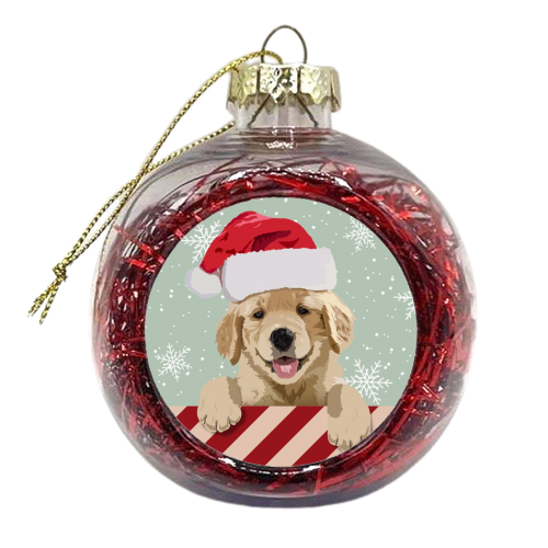 Labrador puppy Christmas snow print - xmas bauble by The Girl Next Draw