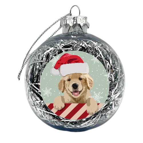 Labrador puppy Christmas snow print - xmas bauble by The Girl Next Draw