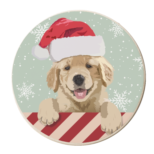 Labrador puppy Christmas snow print - personalised beer coaster by The Girl Next Draw