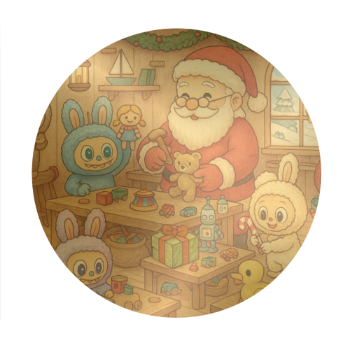Labubu Christmas - Circle Sticker by Ms Doodle