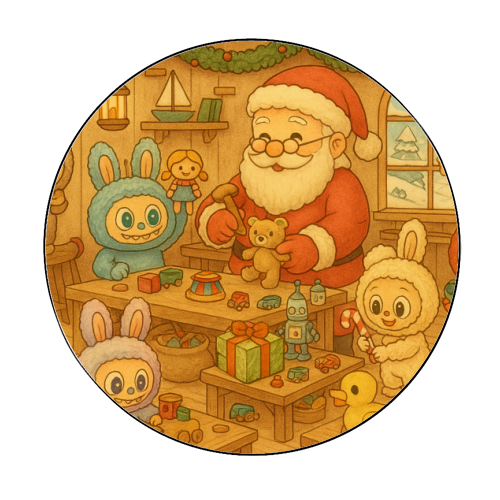 Labubu Christmas - Circle Sticker by Ms Doodle