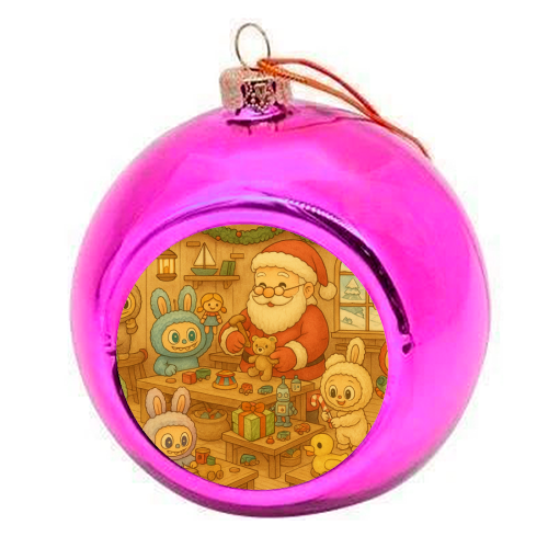 Labubu Christmas - colourful christmas bauble by Ms Doodle