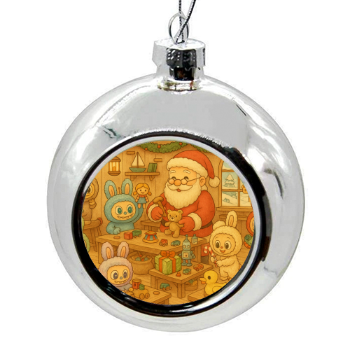 Labubu Christmas - colourful christmas bauble by Ms Doodle
