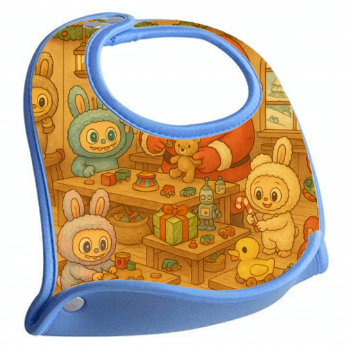 Labubu Christmas - feeding bib by Ms Doodle