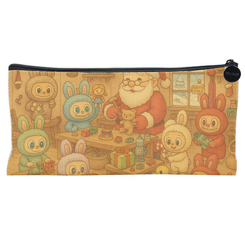 Labubu Christmas - flat pencil case by Ms Doodle