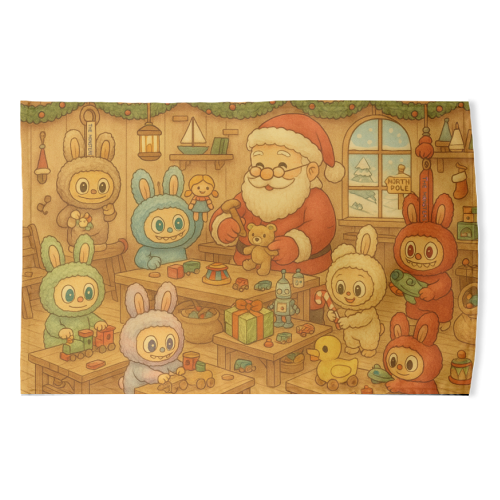 Labubu Christmas - funny tea towel by Ms Doodle