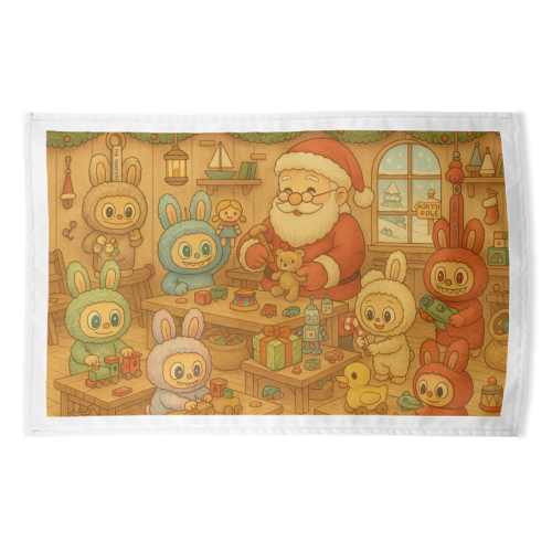 Labubu Christmas - funny tea towel by Ms Doodle
