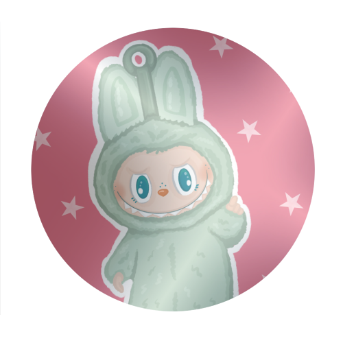 Labubu inspired Kawaii Pop Mart Little Monster - Circle Sticker by By Rosybum